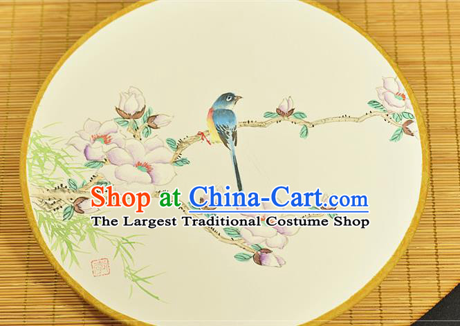 China Hand Painting Begonia Bird Fan Traditional Silk Fan Cheongsam Circular Fan Dance Palace Fan