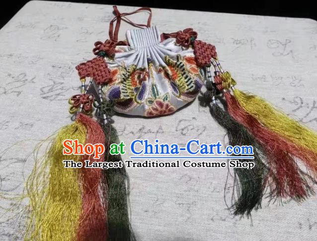 Chinese Ming Dynasty Belt Pendant Accessories Ancient Princess Suzhou Embroidered Sachet Traditional Hanfu White Silk Perfume Satchel