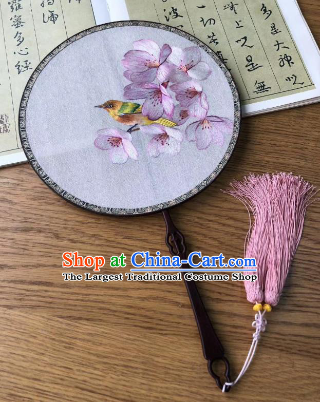 China Handmade Double Side Suzhou Embroidered Fan Traditional Silk Fans Cheongsam Dance Circular Fan Classical Palace Fan