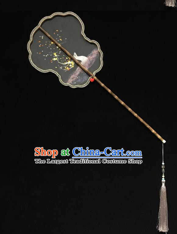 China Cheongsam Dance Fan Classical Palace Fan Handmade Double Side Suzhou Embroidered Fan Traditional Silk Fans