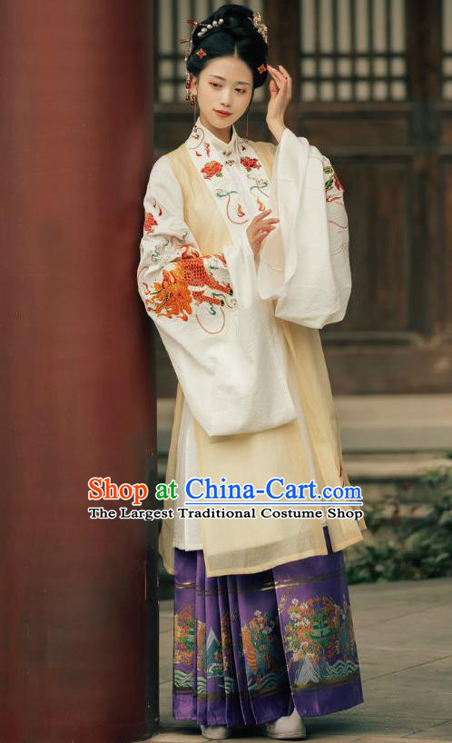 China Ming Dynasty Royal Countess Historical Clothing Traditional Hanfu Garments Ancient Noble Woman Embroidered Hanfu Dress