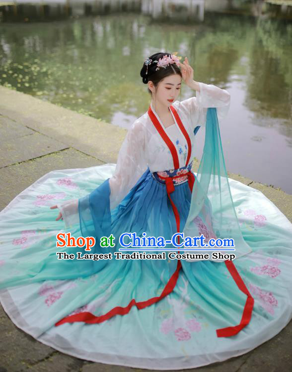 China Ancient Patrician Lady Embroidered Hanfu Dress Song Dynasty Royal Princess Historical Clothing Traditional Hanfu Garments