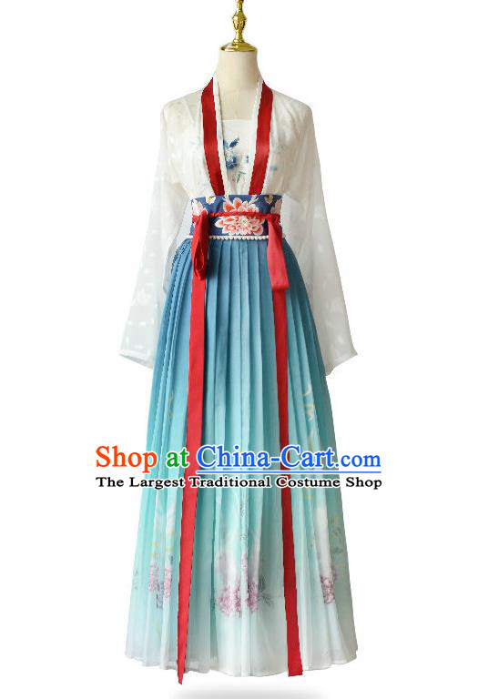 China Ancient Patrician Lady Embroidered Hanfu Dress Song Dynasty Royal Princess Historical Clothing Traditional Hanfu Garments
