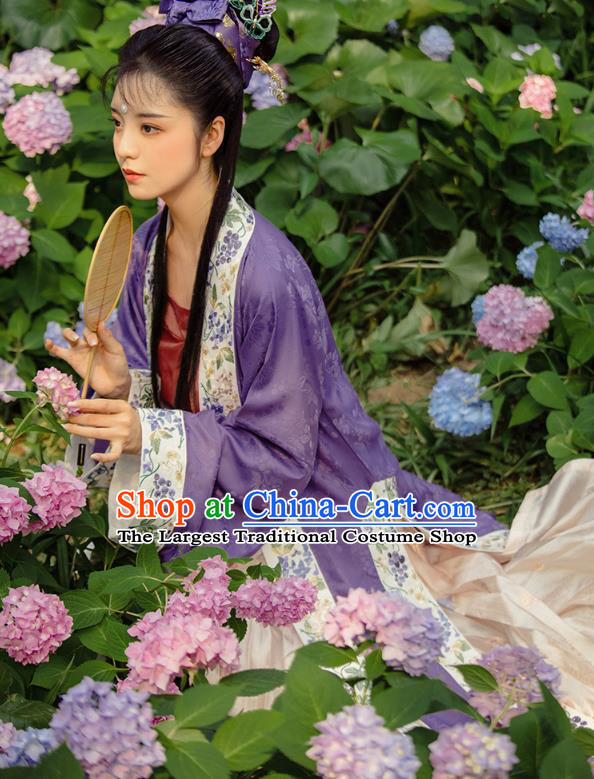 China Traditional Ancient Royal Infanta Hanfu Dress Garments Song Dynasty Court Princess Historical Clothing Complete Set