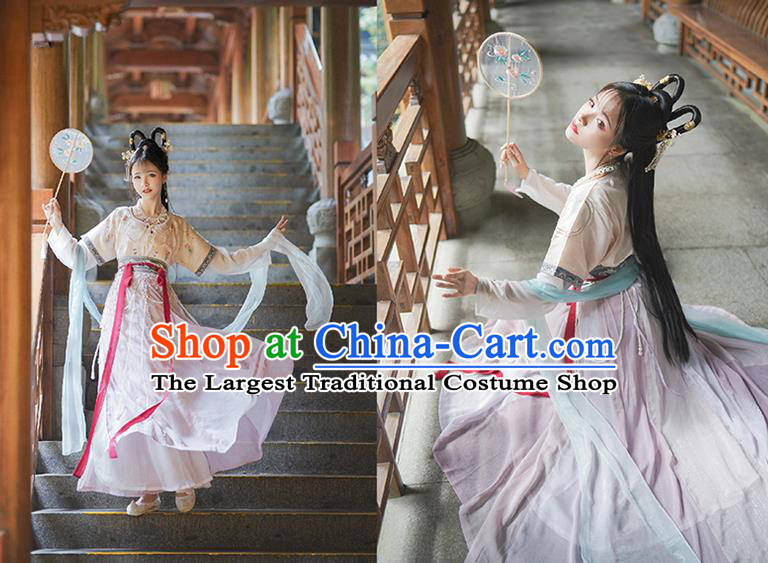 China Ancient Palace Beauty Hanfu Dress Garments Traditional Tang Dynasty Noble Princess Historical Clothing Full Set