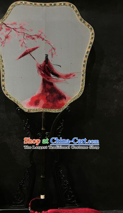 China Embroidered Palace Fan Handmade Double Side Silk Fan Ming Dynasty Court Fans Traditional Hanfu Fan