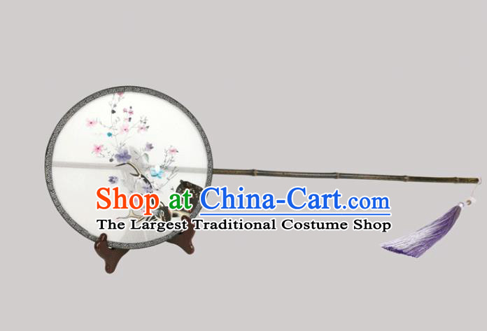 China Traditional Hanfu Fan Embroidered Palace Fan Handmade Double Side Silk Circular Fan Classical Court Fans