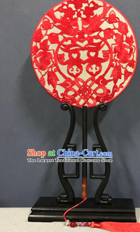 China Suzhou Embroidered Palace Fan Handmade Double Side Fan Classical Dance Circular Fans Traditional Hanfu Wedding Silk Fan