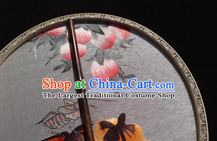 China Handmade Double Side Fan Classical Dance Kesi Fans Traditional Hanfu Silk Fan Suzhou Embroidered Persimmon Peach Palace Fan