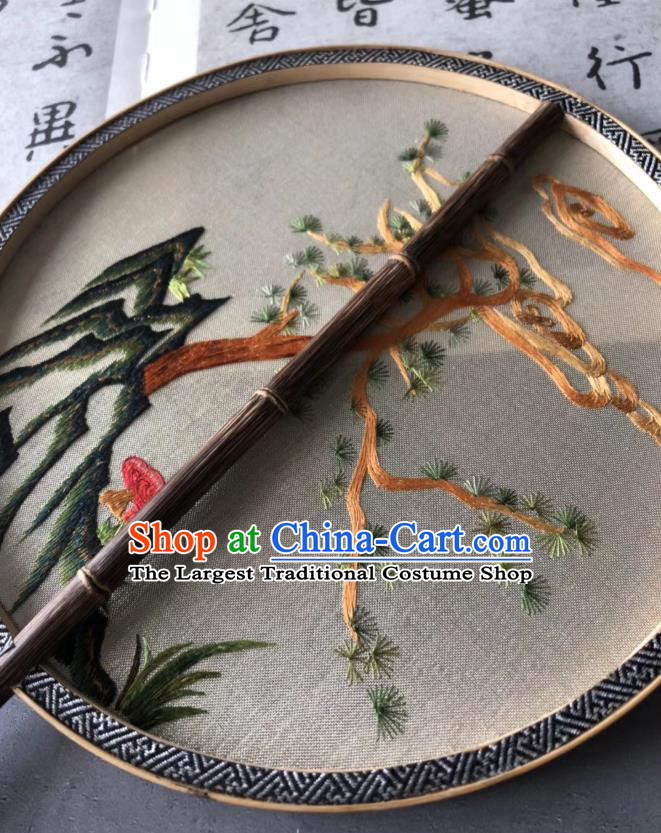 China Classical Circular Fans Traditional Hanfu Silk Fan Suzhou Embroidered Pine Fan Handmade Double Side Palace Fan