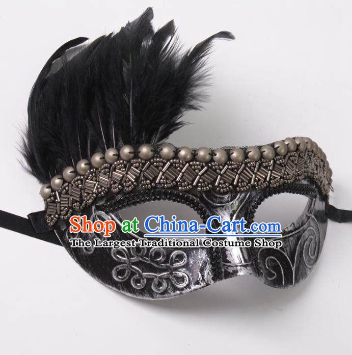 Professional Cosplay Metal Mask Party Performance Feather Face Mask Rio Carnival Headwear