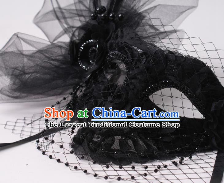 Handmade Face Mask Halloween Deluxe Stage Performance Blinder Headpiece Cosplay Party Black Feather Mask