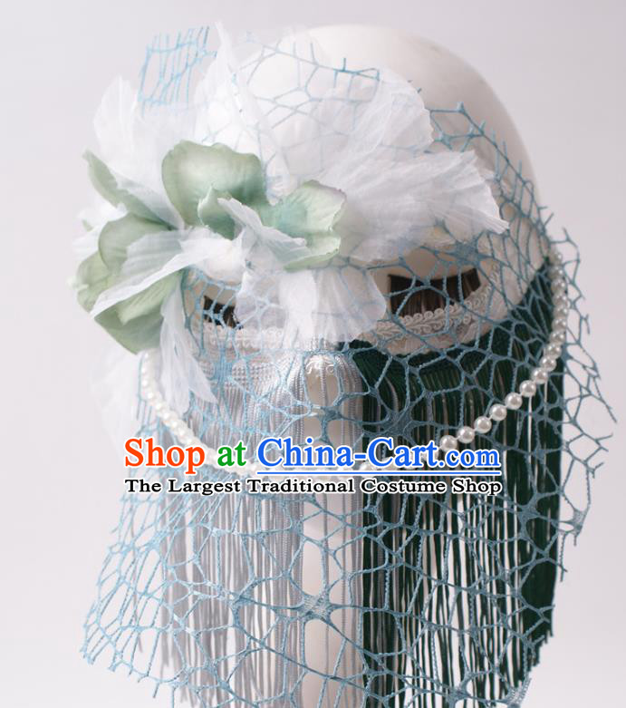 Handmade Tassel Face Mask Halloween Stage Performance Headpiece Cosplay Party Deluxe Silk Flower Mask