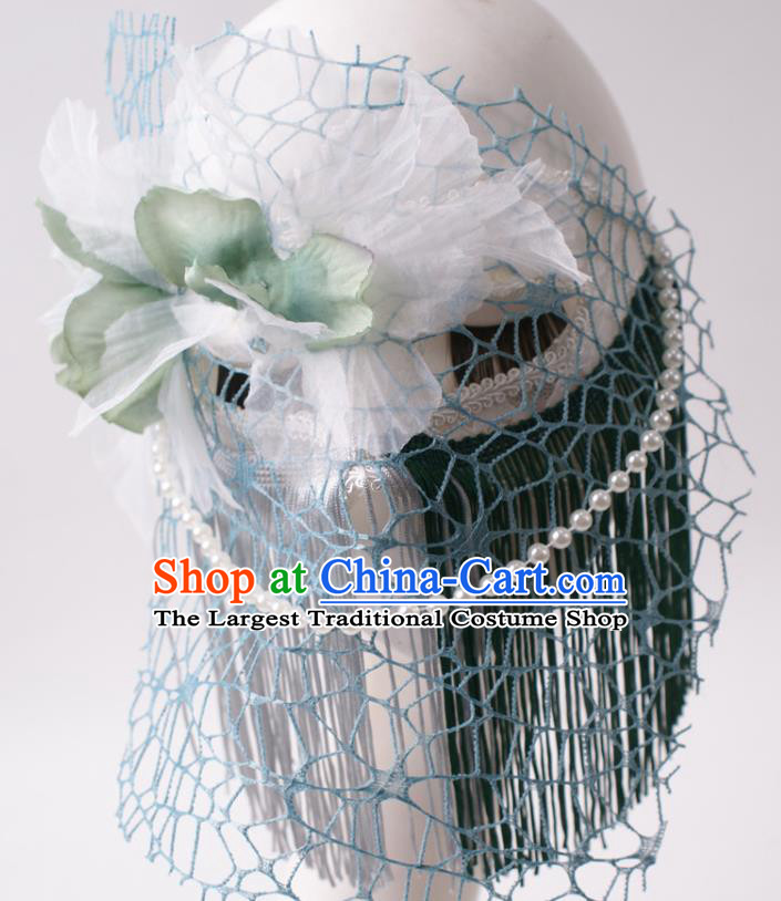 Handmade Tassel Face Mask Halloween Stage Performance Headpiece Cosplay Party Deluxe Silk Flower Mask