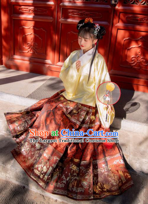 China Traditional Ming Dynasty Nobility Lady Historical Clothing Ancient Young Beauty Hanfu Dress Apparels