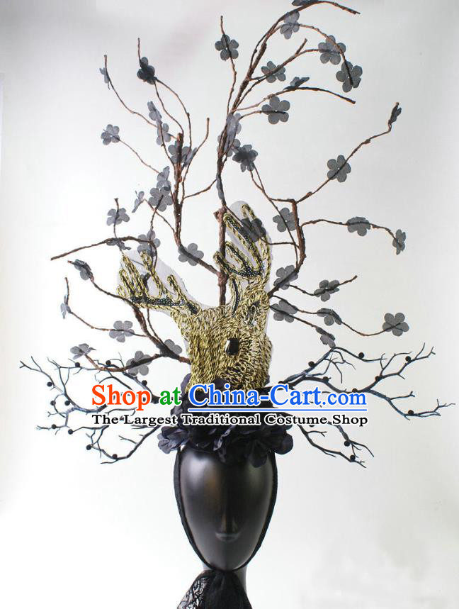 Top Halloween Cosplay Top Hat Stage Show Black Plum Hair Crown Baroque Giant Headdress Rio Carnival Decorations