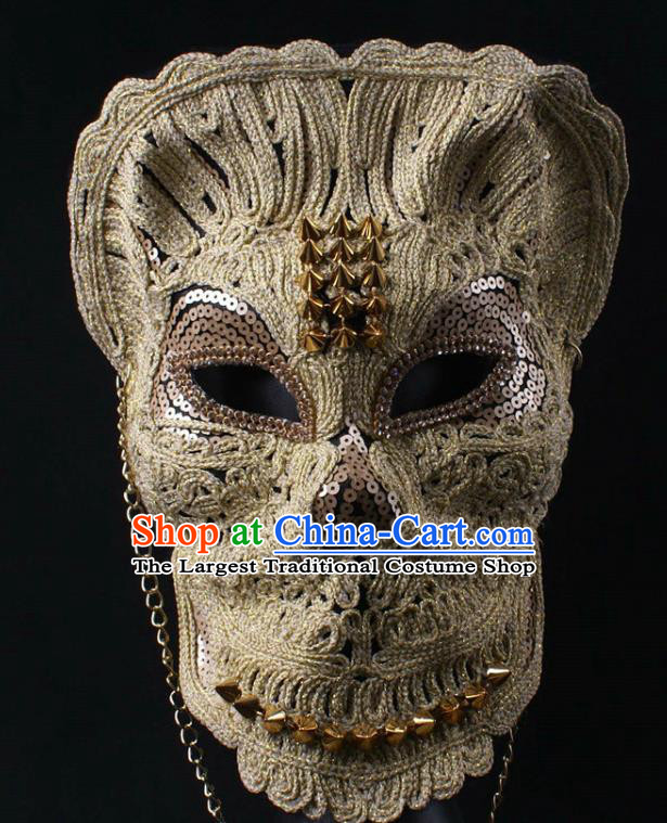 Rio Carnival Headwear Halloween Party Male Cosplay Mask Professional Stage Performance Lace Face Mask