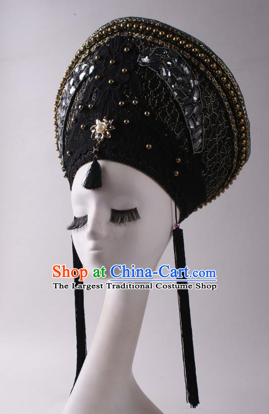 Top Halloween Cosplay Queen Black Hat Stage Show Royal Crown Baroque Giant Headdress Rio Carnival Decorations