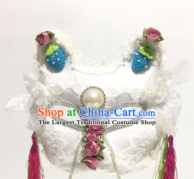 Handmade Stage Show Headpiece Halloween Cosplay Party Woman White Lace Cat Mask Carnival Full Face Mask