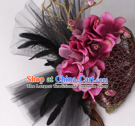 Handmade Carnival Full Face Mask Stage Performance Blinder Headpiece Halloween Cosplay Party Rosy Flowers Mask