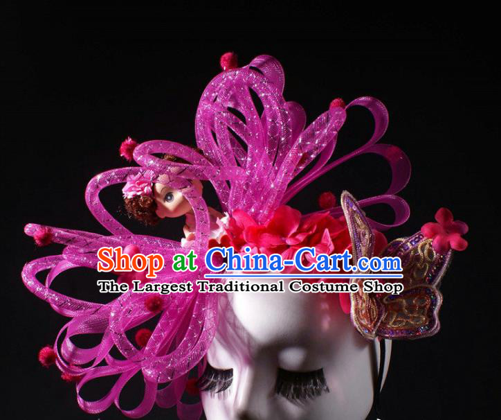 Top Rio Carnival Butterfly Decorations Halloween Cosplay Princess Hair Clasp Stage Show Royal Crown Baroque Bride Giant Headdress
