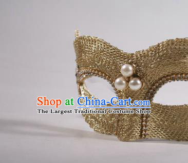 Rio Carnival Blinder Headwear Halloween Party Male Cosplay Golden Mask Professional Stage Performance Face Mask