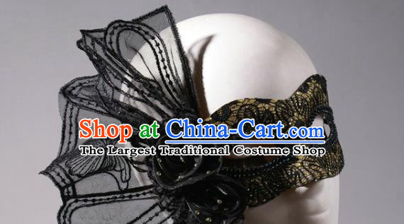 Handmade Halloween Cosplay Party Woman Mask Costume Ball Golden Face Mask Stage Show Blinder Headpiece