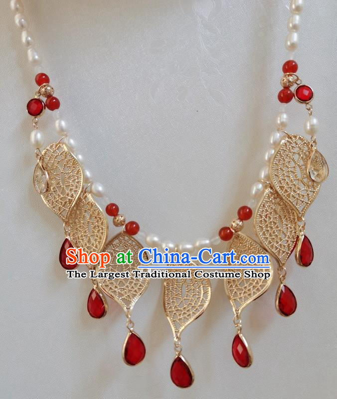 Chinese Ancient Palace Lady Necklace Tang Dynasty Princess Pearls Necklet Accessories
