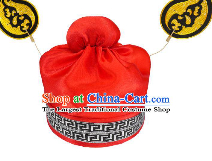 China Ancient Tang Dynasty Official Garment Costumes Cosplay Taoism God Zhong Kui Red Clothing and Hat