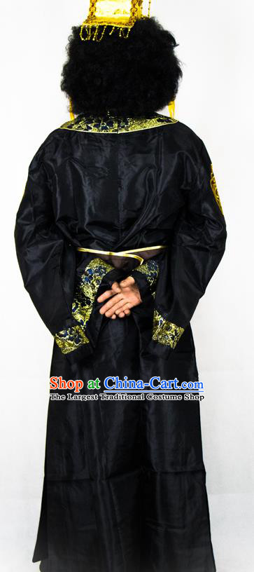 China Cosplay Lord Yama King Black Clothing Ancient Tang Dynasty Official Garment Costumes and Headpiece