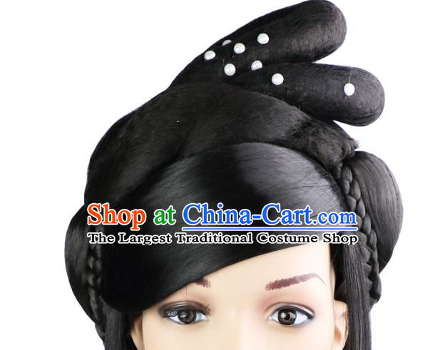 Chinese Classical Dance Headdress Qin Dynasty Palace Princess Wigs Sheath Ancient Goddess Hair Chignon