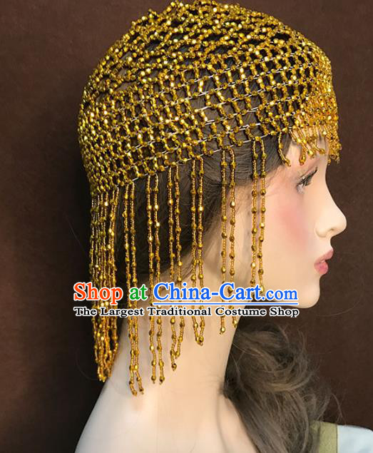 Top Stage Show Golden Tassel Hat Catwalks Performance Hair Accessories Cosplay Headdress Baroque Bride Hair Clasp