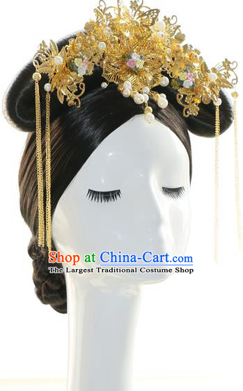 Chinese Qing Dynasty Princess Consort Wigs Sheath Ancient Manchu Lady Hair Chignon Drama Jade Palace Lock Heart Luo Qingchuan Wedding Hair Accessories