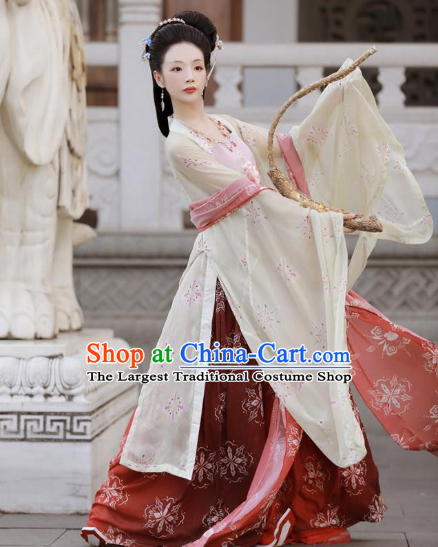 China Ancient Palace Woman Hanfu Dress Garments Traditional Tang Dynasty Imperial Consort Historical Clothing Complete Set