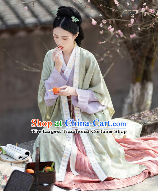 China Song Dynasty Young Beauty Historical Clothing Ancient Noble Lady Dress Traditional Court Princess Hanfu Garments