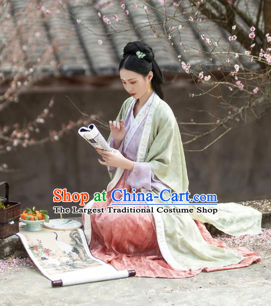 China Song Dynasty Young Beauty Historical Clothing Ancient Noble Lady Dress Traditional Court Princess Hanfu Garments