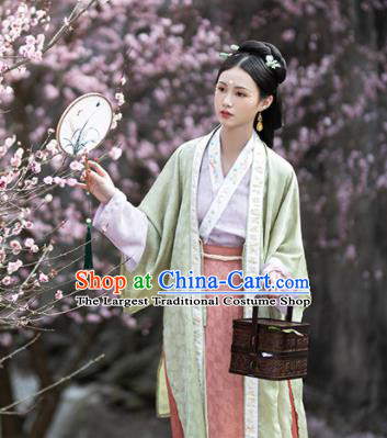 China Song Dynasty Young Beauty Historical Clothing Ancient Noble Lady Dress Traditional Court Princess Hanfu Garments