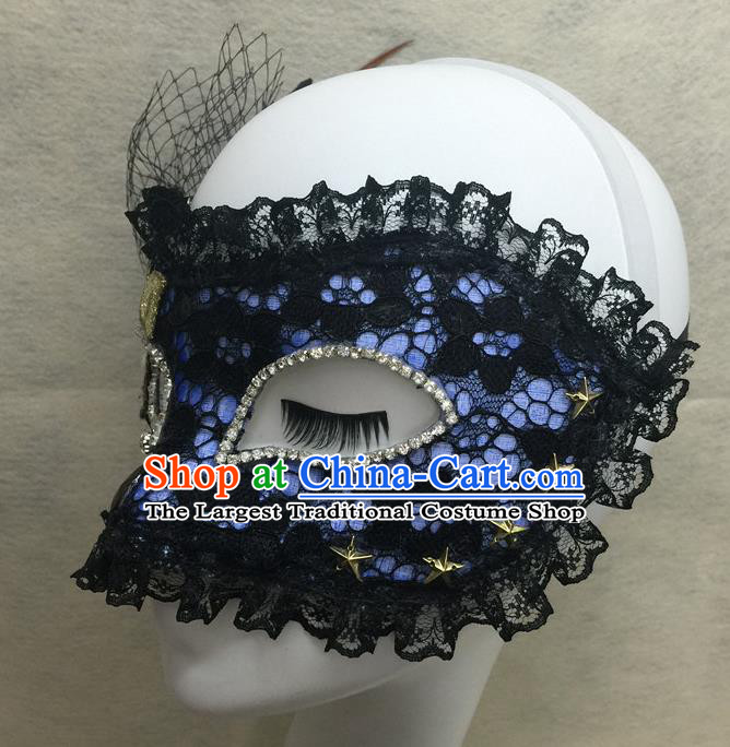 Handmade Halloween Cosplay Black Lace Mask Costume Party Blinder Headpiece Rio Carnival Feather Face Mask