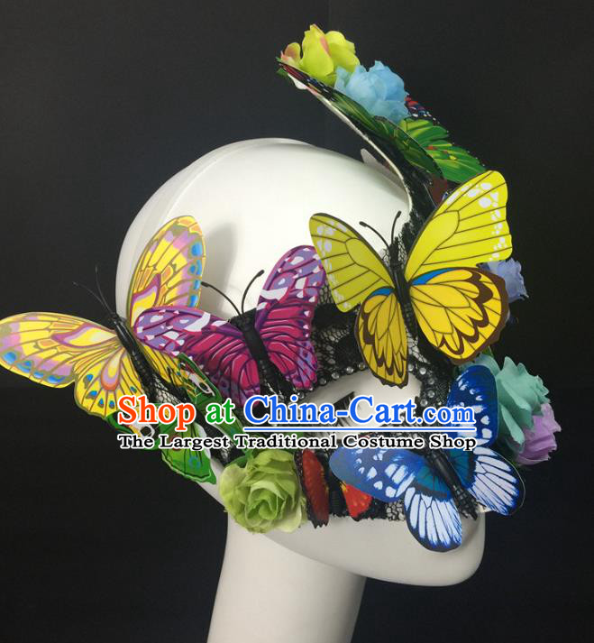 Handmade Rio Carnival Butterfly Flowers Face Mask Halloween Cosplay Show Mask Costume Party Blinder Headpiece