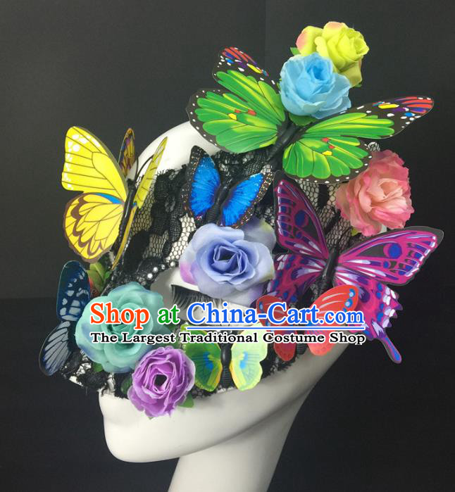 Handmade Rio Carnival Butterfly Flowers Face Mask Halloween Cosplay Show Mask Costume Party Blinder Headpiece