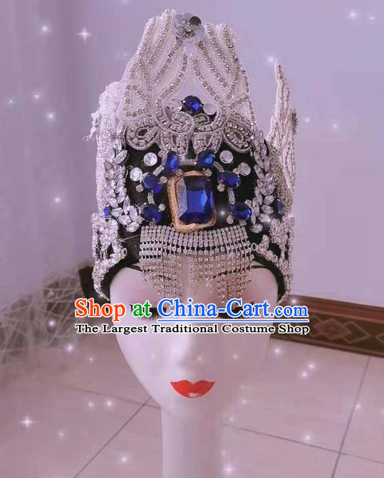 Top Catwalks Crystal Royal Crown Baroque Princess Hat Brazil Parade Girl Headdress Halloween Cosplay Hair Accessories