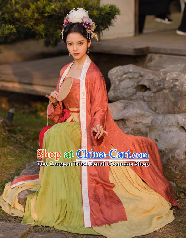 China Song Dynasty Imperial Consort Garment Costumes Ancient Palace Beauty Hanfu Dress Clothing Complete Set