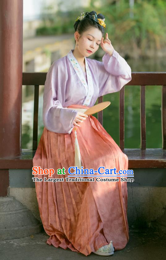 China Traditional Song Dynasty Historical Clothing Ancient Noble Mistress Hanfu Dress Garment Costumes