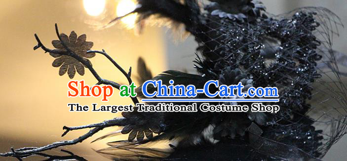 Handmade Brazil Carnival Mask Halloween Cosplay Face Mask Costume Party Black Lace Blinder Gothic Headpiece