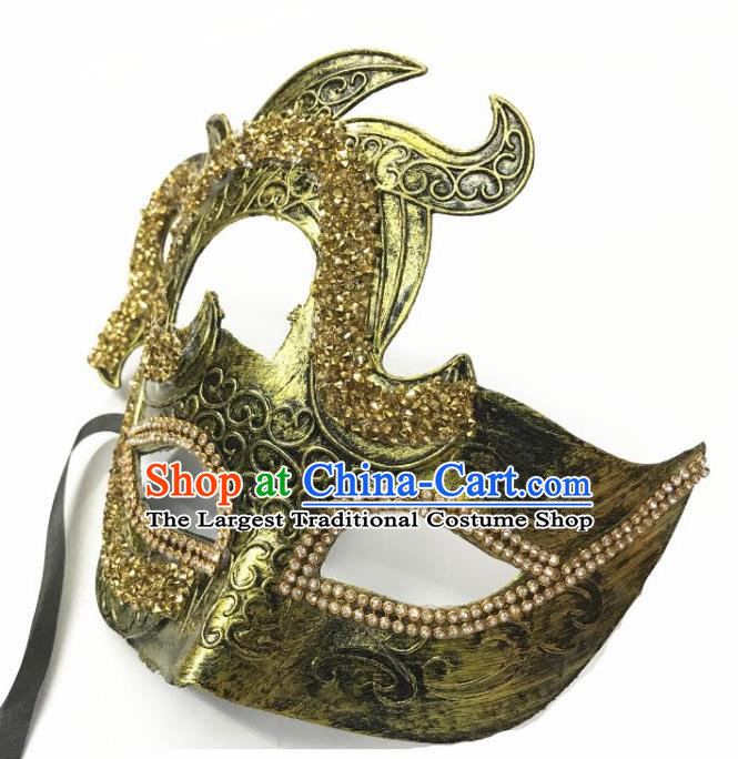 Handmade Baroque Headpiece Brazil Carnival Golden Mask Halloween Cosplay Face Mask Costume Party Blinder