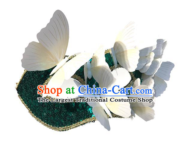 Handmade Halloween Cosplay Green Sequins Face Mask Costume Party Blinder Baroque Princess Headpiece Brazil Carnival Butterfly Mask