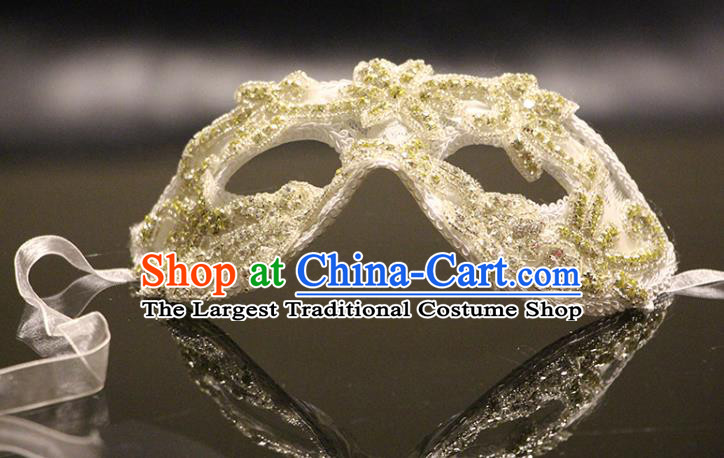 Handmade Halloween Cosplay Sequins Face Mask Costume Party Gothic Headpiece Brazil Carnival White Mask
