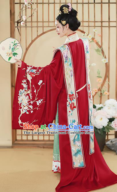 China Traditional Song Dynasty Empress Wedding Historical Clothing Ancient Court Bride Embroidered Hanfu Dress Garments Full Set
