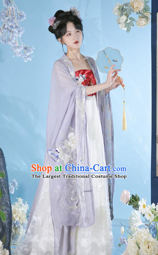 Traditional China Tang Dynasty Princess Embroidered Hanfu Dress Garments Ancient Court Woman Historical Clothing