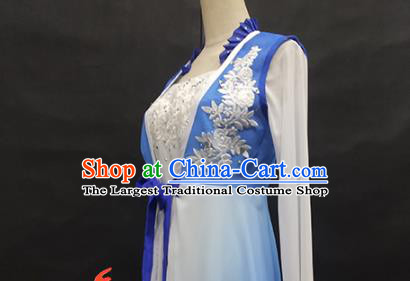 Top Chinese Classical Dance Blue Dress Woman Solo Dance Garment Costume Traditional Umbrella Dance Clothing